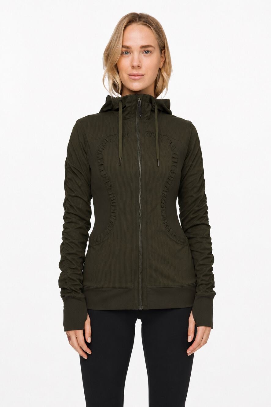 Lululemon Dance Studio Jacket III Dark Olive Reversible Hooded Jacket Size 6